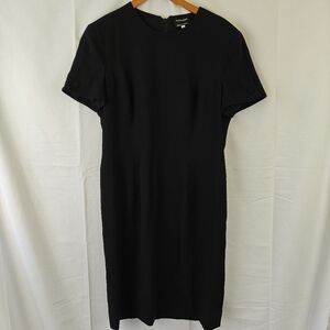 Georgio Armani 100% Wool Padded Short Sleeve Mini Sheath Black Dress 46EU 10US